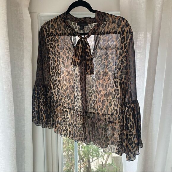 Saks Fifth Avenue Silk Leopard Print Blouse - Picture 2 of 6